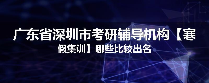 广东省深圳市考研辅导机构【寒假集训】哪些比较出名