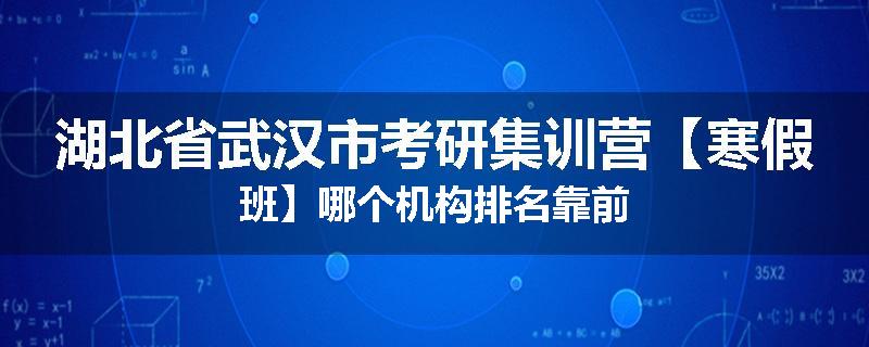 湖北省武汉市考研集训营【寒假班】哪个机构排名靠前