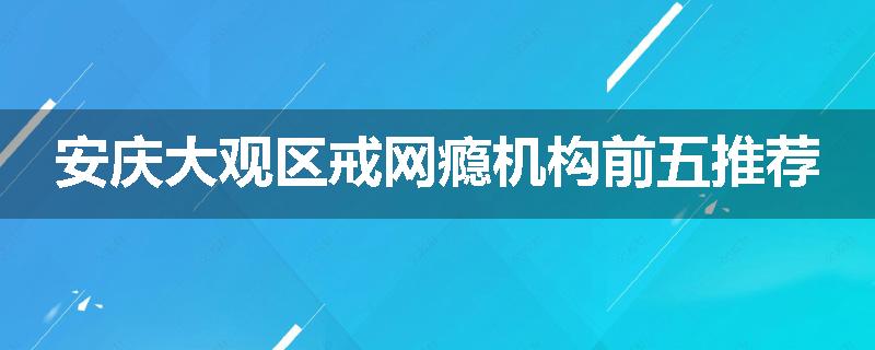 安庆大观区戒网瘾机构前五推荐
