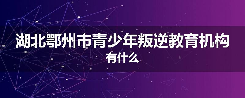 湖北鄂州市青少年叛逆教育机构有什么