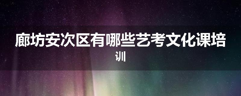 廊坊安次区有哪些艺考文化课培训