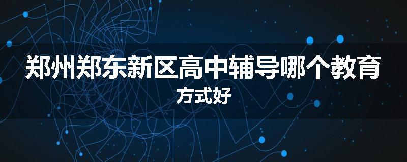 郑州郑东新区高中辅导哪个教育方式好
