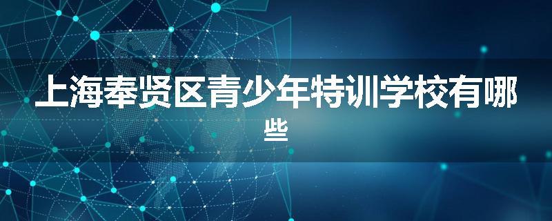 上海奉贤区青少年特训学校有哪些