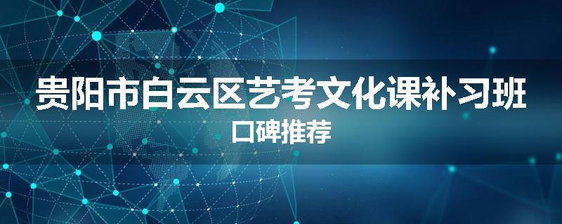 贵阳市白云区艺考文化课补习班口碑推荐